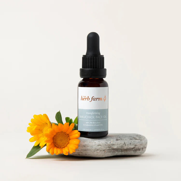 The Herb Farm Transforming Bakuchiol Face Oil

Our Transforming Bakuchiol Face Oil is a botanical powerhouse of high-performing oils to bring glowing health to all skin types. With 2% Bakuchiol this active oil provides an effective natural alternative to retinol supporting a reduction in fine lines and wrinkles while helping repair blemishes.

Bakuchiol Oil encourages skin renewal by supporting collagen production and enhancing skins elasticity.

Deeply nourishing Rosehip Oil delivers vitamins and antioxida