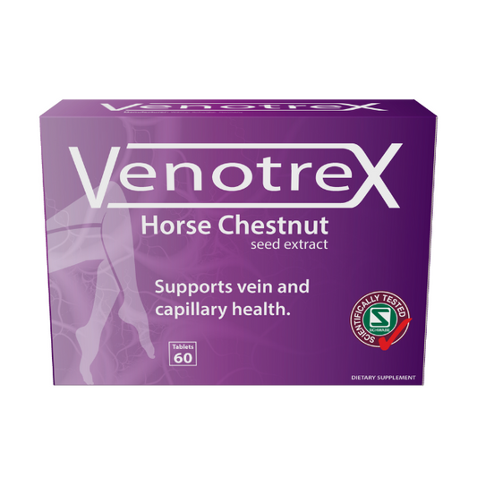Venotrex Horse Chestnut Seed Extract 60 tablets Venotrex® supports normal vein and capillary health. It may provide support for legs that feel heavy, nocturnal calf tightness and prickly skin.