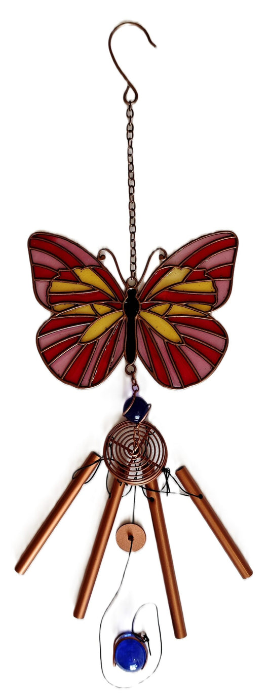 Windchime Suncatcher Butterfly Red & Yellow