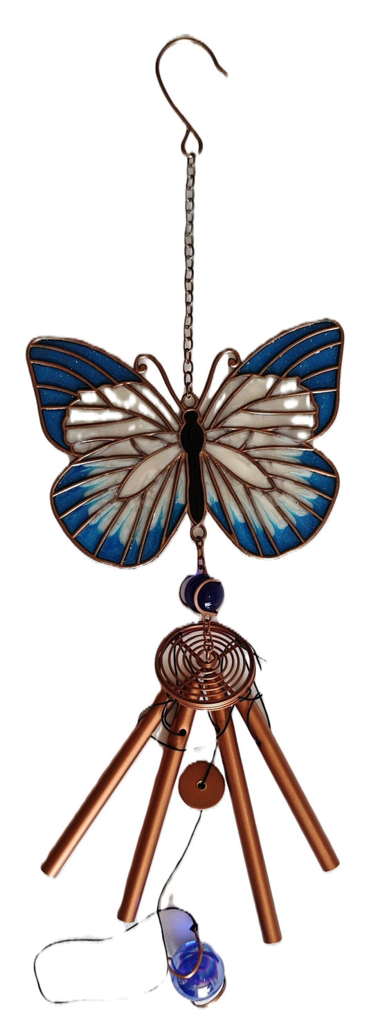 Windchime Suncatcher Butterfly Blue & White