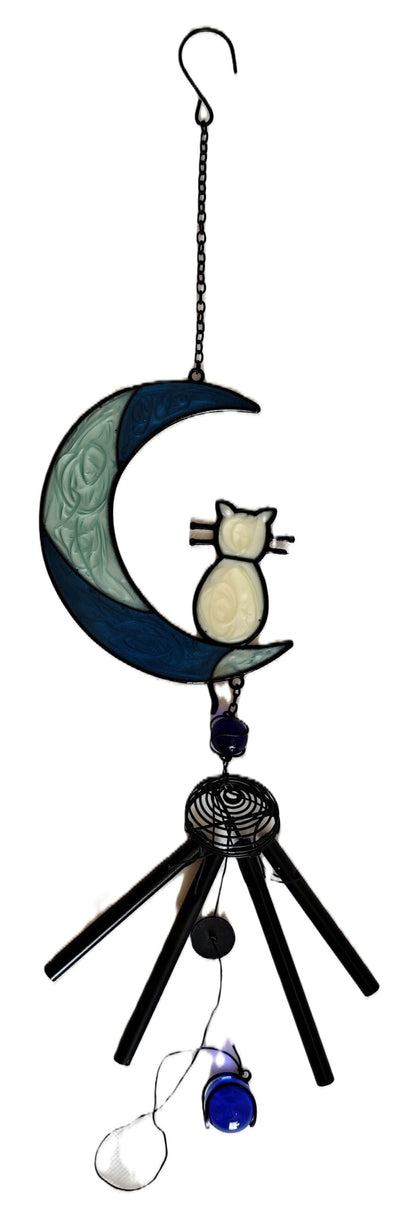 Windchime Suncatcher Cat on Moon