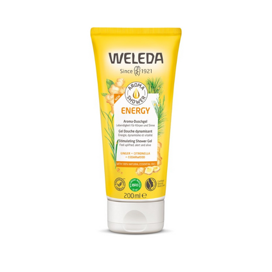 Weleda Aroma Shower Energy 200ml 1st Stop, Marshall's Health Shop!  Stimulating Shower Gel Boost yourself with energy. Inspire your day with the stimulating, 100% natural fragrance of ginger, citronella and cedarwood. Biodegradable formula.