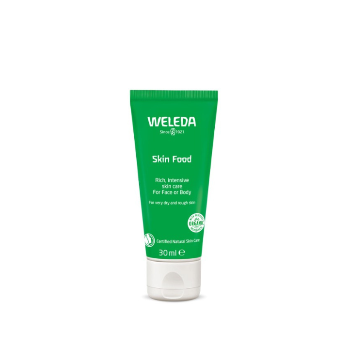 Weleda Skin Food 1st Stop, Marshall's Health Shop!  The ultimate natural moisturiser for dry, rough skin everywhere  If there’s just one thing you need to take to a desert island, it’s this little green magic tube. Skin Food is a saviour of dry, rough skin on faces, elbows, hands and feet – wherever you take a lot out of your skin, let Skin Food put it back in.