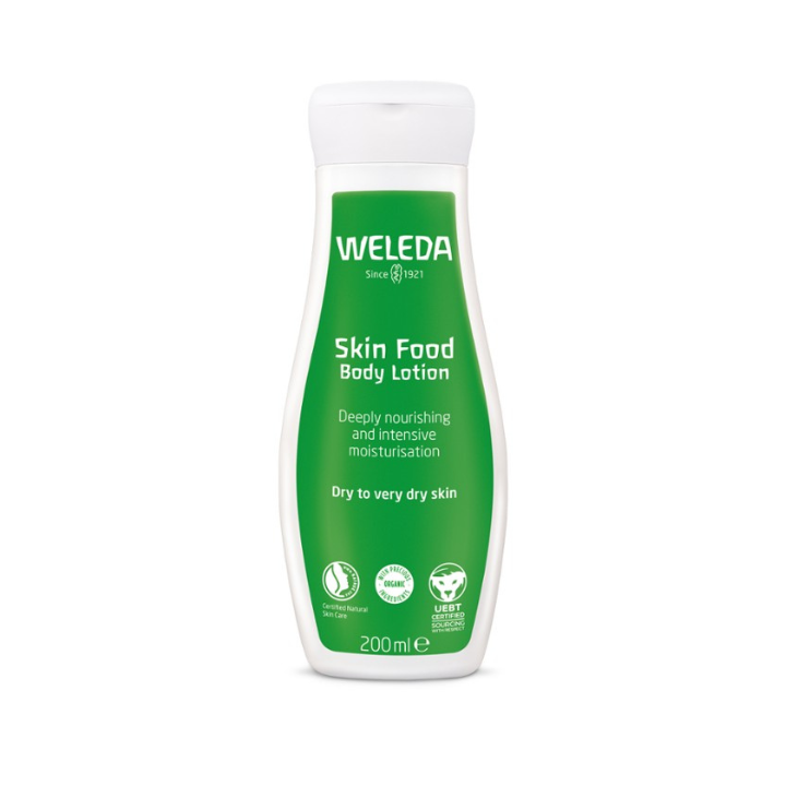 Weleda Skin Food Body Lotion 200ml 1st Stop, Marshall's Health Shop!  Deeply nourishing and indulging skin care.  Harnessing the power of Weleda's Skin Food, our intensively nourishing and moisturising Body Lotion satisfies even dry skin.