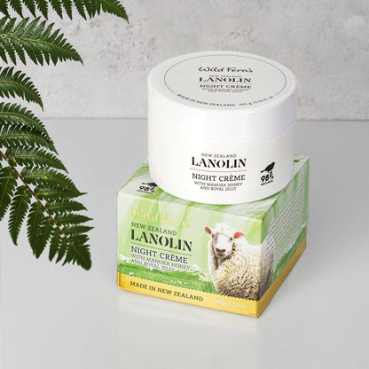 Wild Ferns Lanolin Night Creme with Manuka Honey &amp; Royal Jelly 100g

Made in New Zealand

1st Stop, Marshall's Health Shop, Gift Shop!

SKU: LANCMR