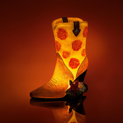 Rose Cowboy Boot Table Lamp
LED table lamp of a leather cowboy boot with red roses
Makes a rustic ornament during the day and lights up the room at night
Low voltage LED safe for children
1st Stop, Marshall's Health Shop, Gift Shop!