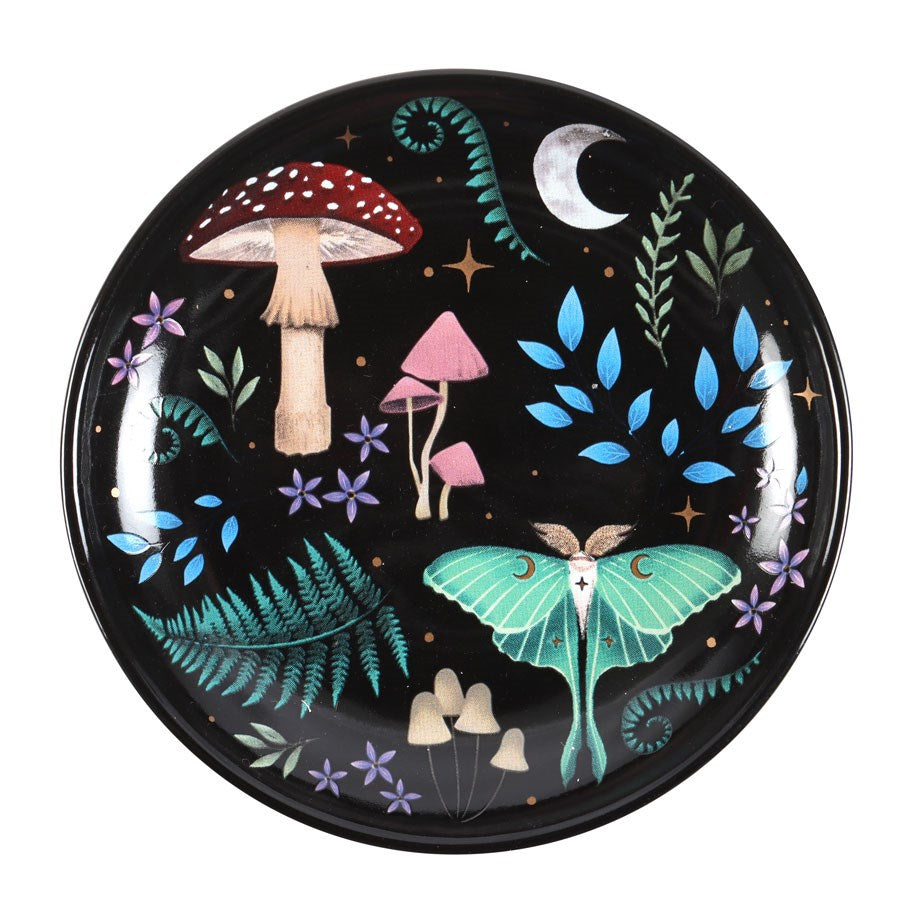 Dark Forest Print Round Ceramic Trinket Dish