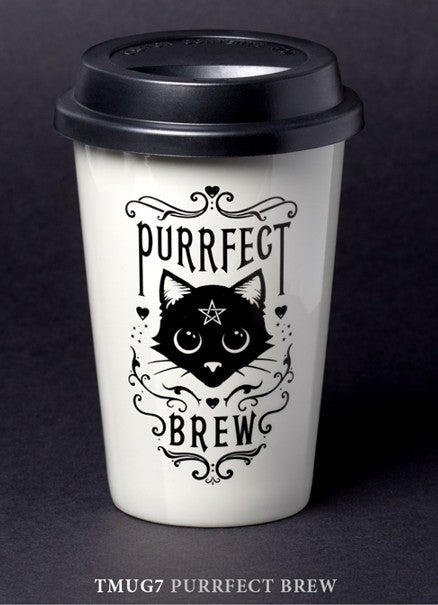 Alchemy Purrfect Brew Ceramic Travel Mug# - 1st Stop Marshall's Health Shop, Gift Shop! - Heath and Natural Therapy New Brighton Christchurch - Naturopath#