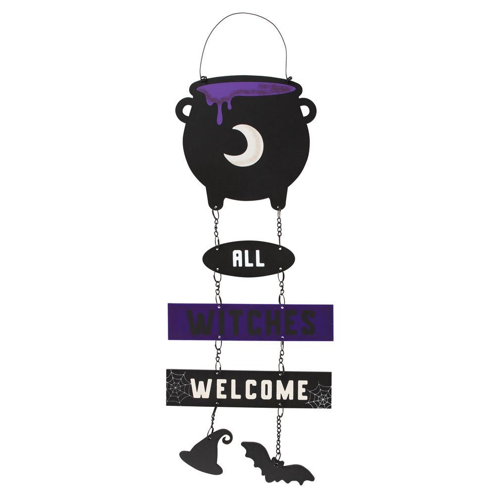 All Witches Welcome Cauldron Chain Sign - MarshallsHealthShop