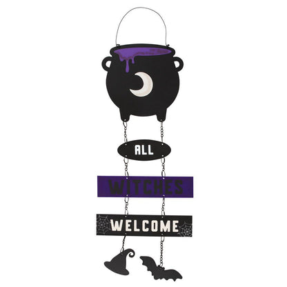 All Witches Welcome Cauldron Chain Sign - MarshallsHealthShop