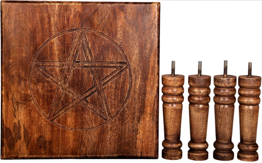 Altar Table Pentacle Light Mango Wood

This handcrafted altar table has a Pentacle symbol hand carved into the top. Altar tables are used for; tarot readings, spell work, prayer, memorial, ceremonial work, rituals, stools, etc.

Measuring approximately 35cm x 35cm wide x 30cm high (size may vary slightly due to this item being handcrafted). Made from mango wood. Conveniently flat-packed for economical shipping.

1st Stop, Marshall's Health Shop, Gift Shop!

SKU: OT8