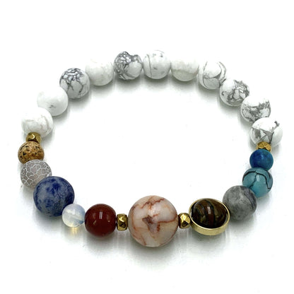 American Howlite Solar System Bracelet - MarshallsHealthShop