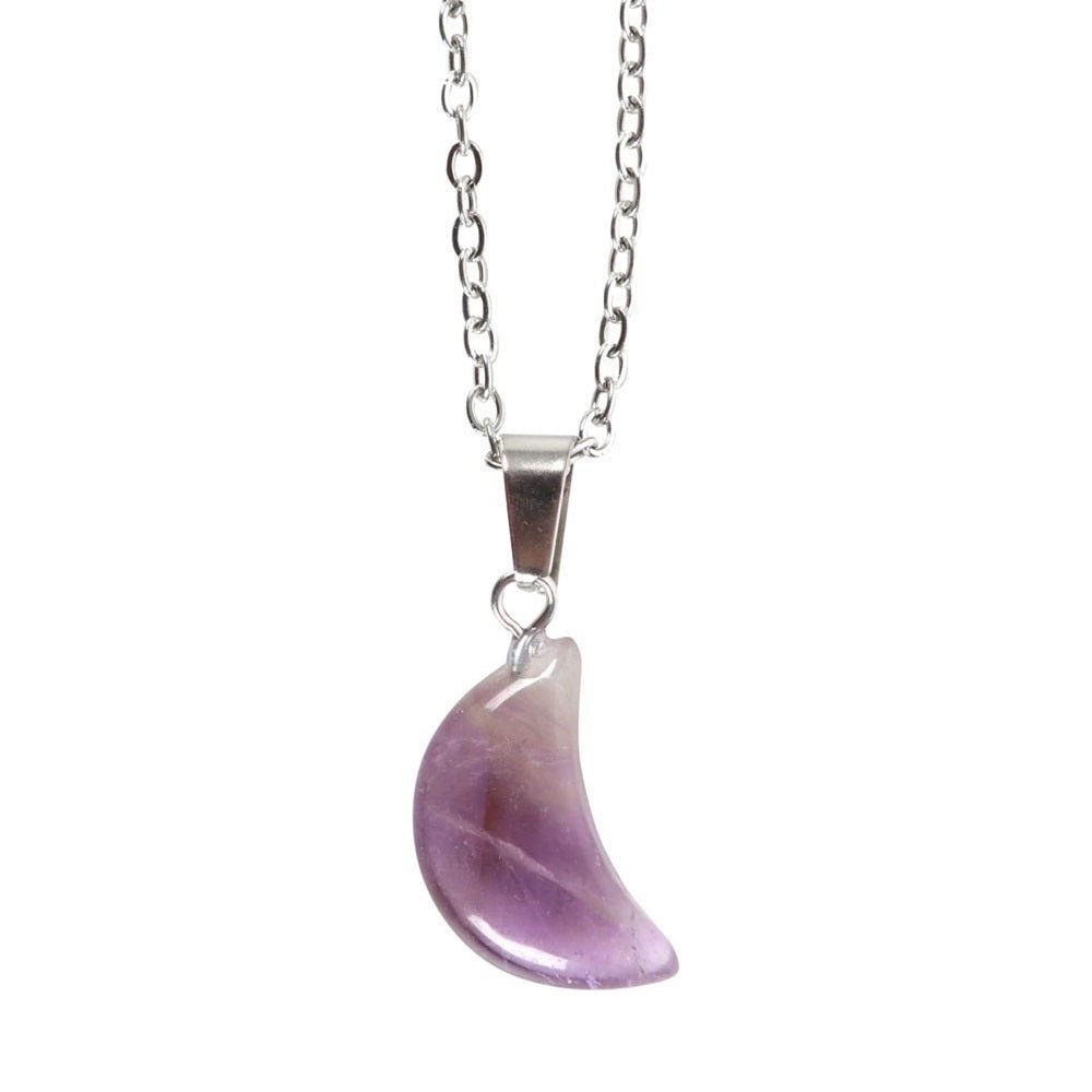 Amethyst Crystal Moon Necklace on Greeting Card - MarshallsHealthShop