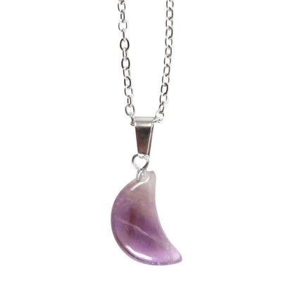 Amethyst Crystal Moon Necklace on Greeting Card - MarshallsHealthShop