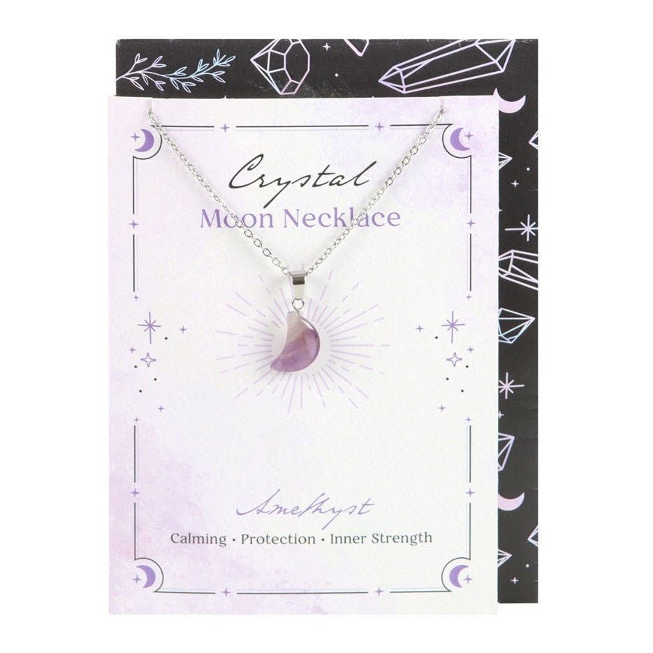 Amethyst Crystal Moon Necklace on Greeting Card - MarshallsHealthShop