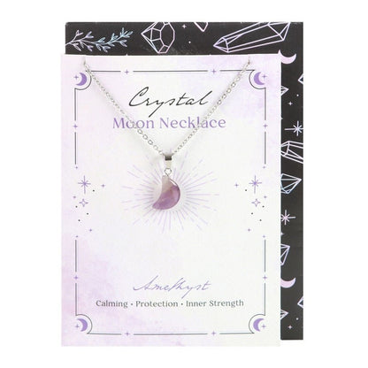 Amethyst Crystal Moon Necklace on Greeting Card - MarshallsHealthShop