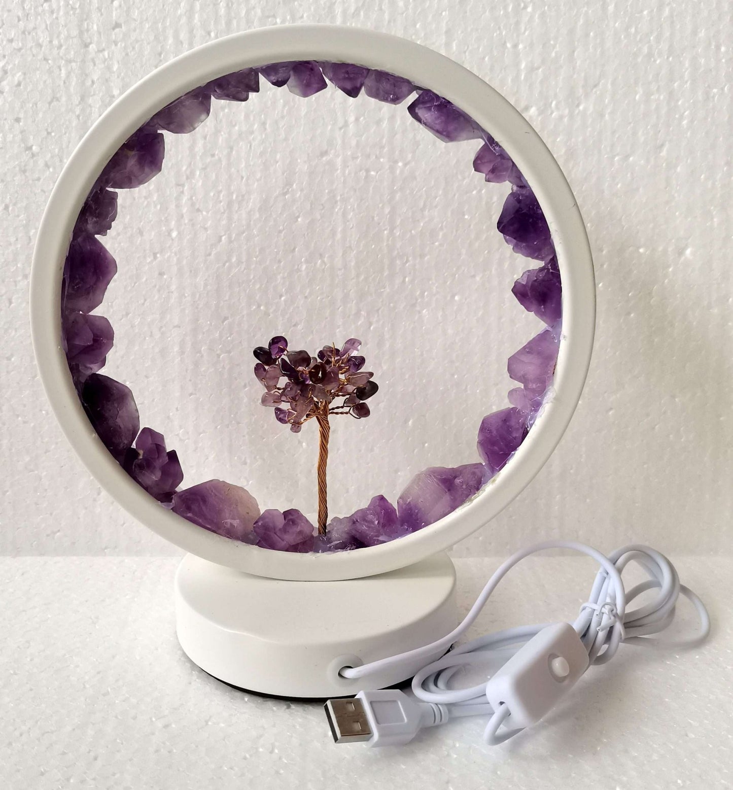 Amethyst LED USB Lamp with Gemstone Tree - MarshallsHealthShop