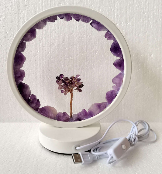 Amethyst LED USB Lamp with Gemstone Tree - MarshallsHealthShop