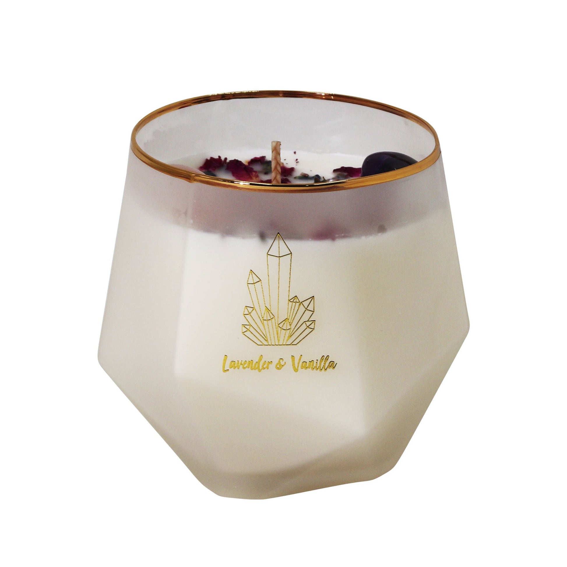 Amethyst Rose Quartz Soy Candle Lavender Vanilla - 1st Stop Marshall's Health Shop, Gift Shop! - Heath and Natural Therapy New Brighton Christchurch - Naturopath