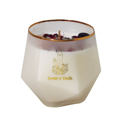 Amethyst Rose Quartz Soy Candle Lavender Vanilla - 1st Stop Marshall's Health Shop, Gift Shop! - Heath and Natural Therapy New Brighton Christchurch - Naturopath