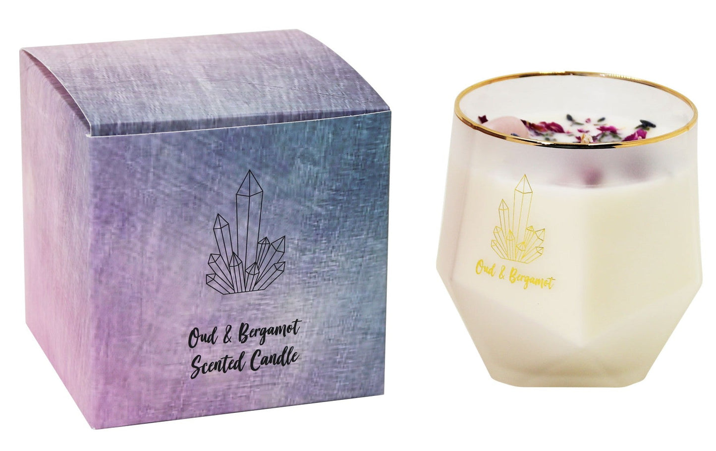 Amethyst Rose Quartz Soy Candle Oud Bergamot - 1st Stop Marshall's Health Shop, Gift Shop! - Heath and Natural Therapy New Brighton Christchurch - Naturopath