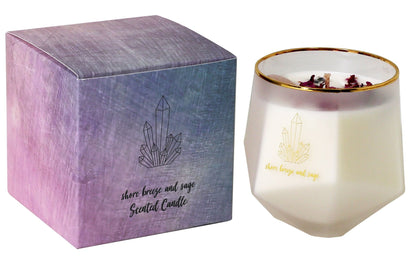 Amethyst Rose Quartz Soy Candle Shorebreeze Sage - 1st Stop Marshall's Health Shop, Gift Shop! - Heath and Natural Therapy New Brighton Christchurch - Naturopath
