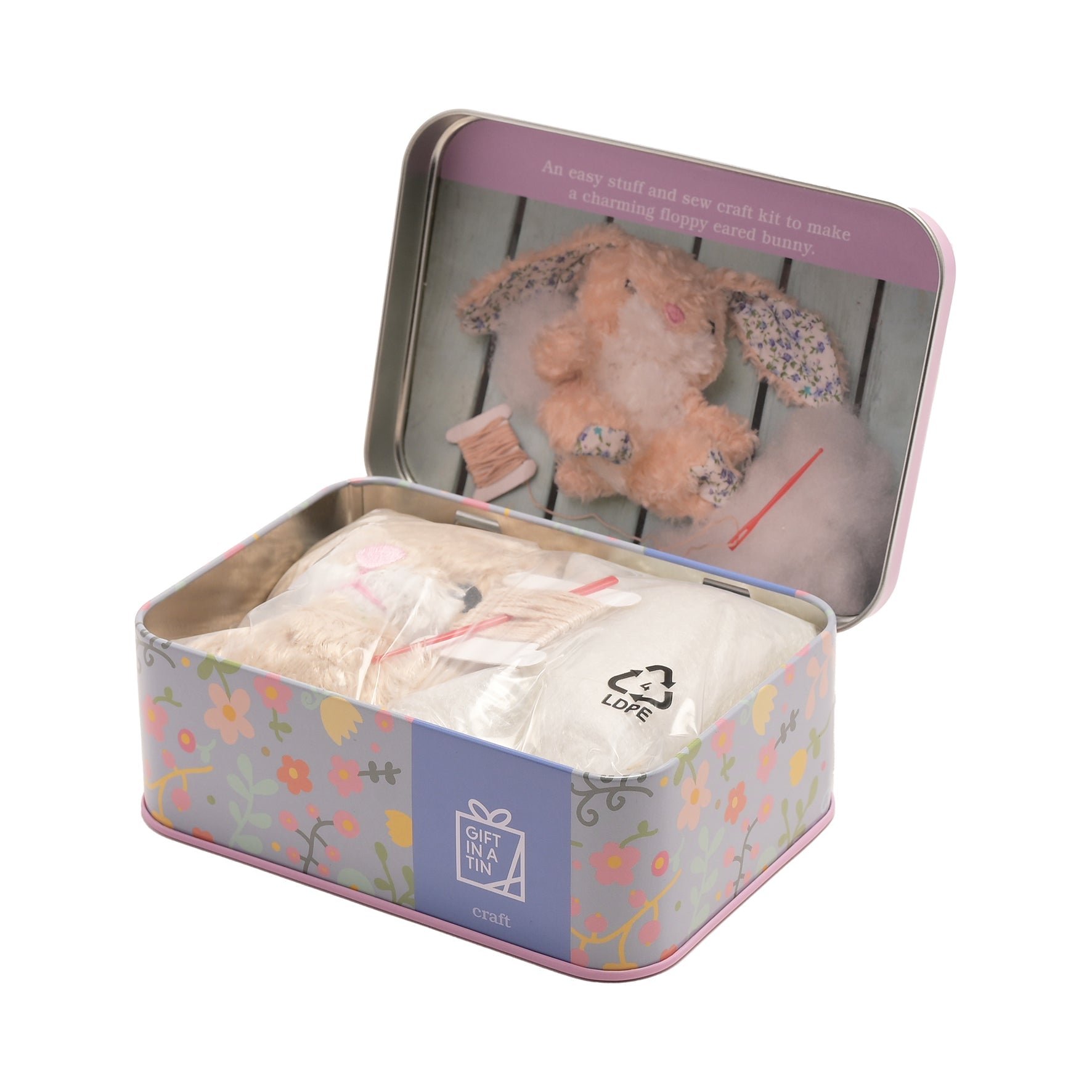 Apples To Pears Gift In A Tin Sew Me Up Floral Bunny - 1st Stop Marshall's Health Shop, Gift Shop! - Heath and Natural Therapy New Brighton Christchurch - Naturopath
