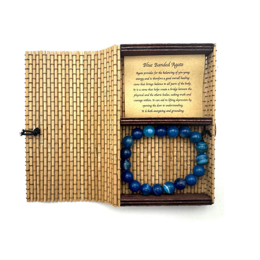 Aqua Blue Banded Agate Bracelet 10mm - MarshallsHealthShop