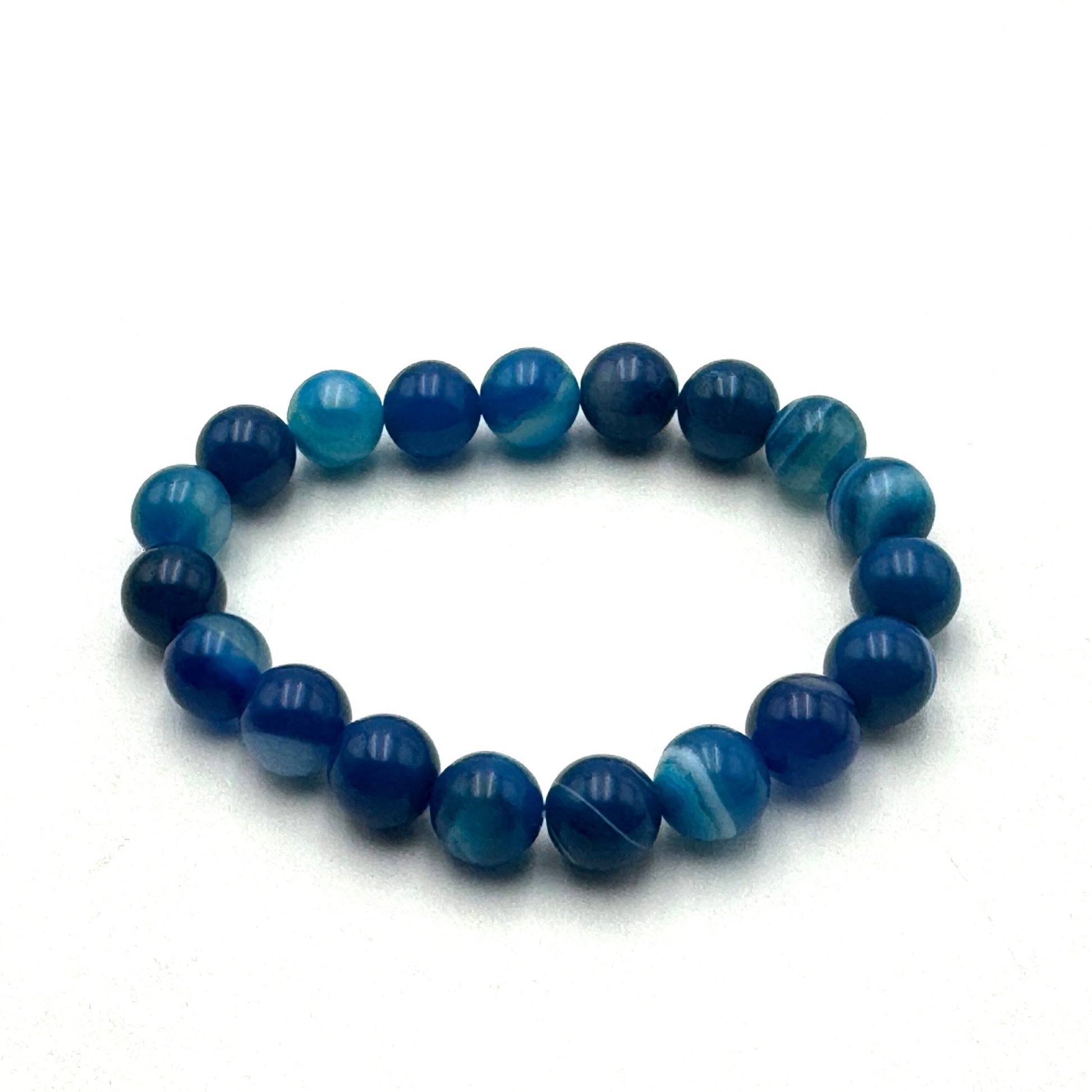 Aqua Blue Banded Agate Bracelet 10mm - MarshallsHealthShop