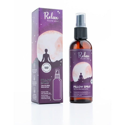 Relax Aromatherapy Pillow Spray 100ml
Prepared with Pure Essential Oils Sweet Orange, Lavender, Jasmine, Chamomile &amp; Vanilla. Experience tranquillity with our Sleep Pillow Spray, housed in an elegant amber-coloured bottle. Crafted from 100% essential oils, it promotes peaceful sleep, with two distinct variants: Sleep and Snore Free. Our Pillow Spray helps you unwind and enjoy a restful night's sleep. 1st Stop, Marshall's Health Shop, Gift Shop!