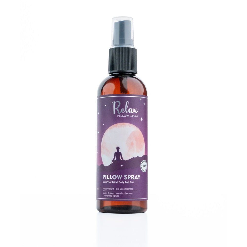 Relax Aromatherapy Pillow Spray 100ml
Prepared with Pure Essential Oils Sweet Orange, Lavender, Jasmine, Chamomile &amp; Vanilla. Experience tranquillity with our Sleep Pillow Spray, housed in an elegant amber-coloured bottle. Crafted from 100% essential oils, it promotes peaceful sleep, with two distinct variants: Sleep and Snore Free. Our Pillow Spray helps you unwind and enjoy a restful night's sleep. 1st Stop, Marshall's Health Shop, Gift Shop!