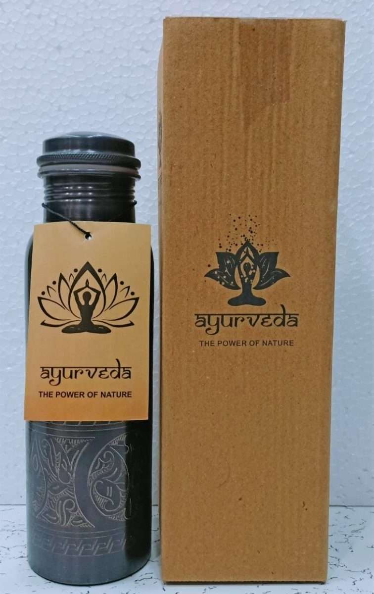 Ayurveda Copper Black Art Bottle 750ml - 1st Stop Marshall's Health Shop, Gift Shop! - Heath and Natural Therapy New Brighton Christchurch - Naturopath