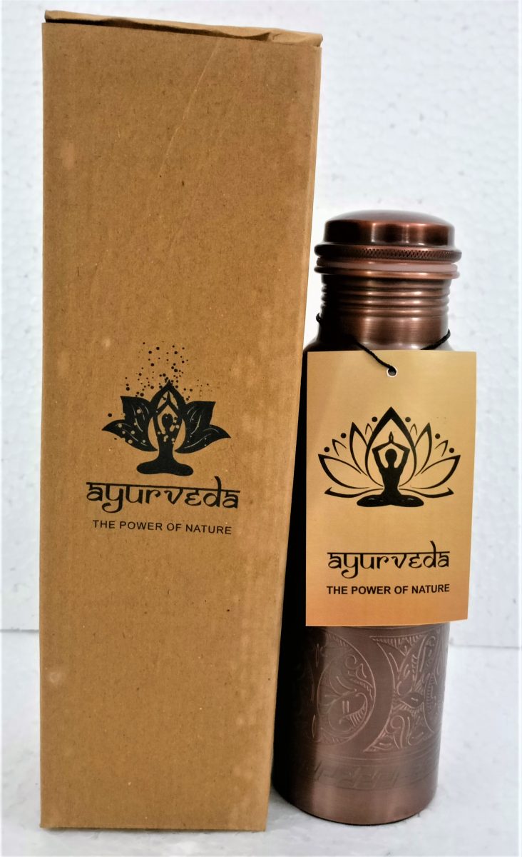 Ayurveda Copper Brown Art Bottle 750ml - 1st Stop Marshall's Health Shop, Gift Shop! - Heath and Natural Therapy New Brighton Christchurch - Naturopath
