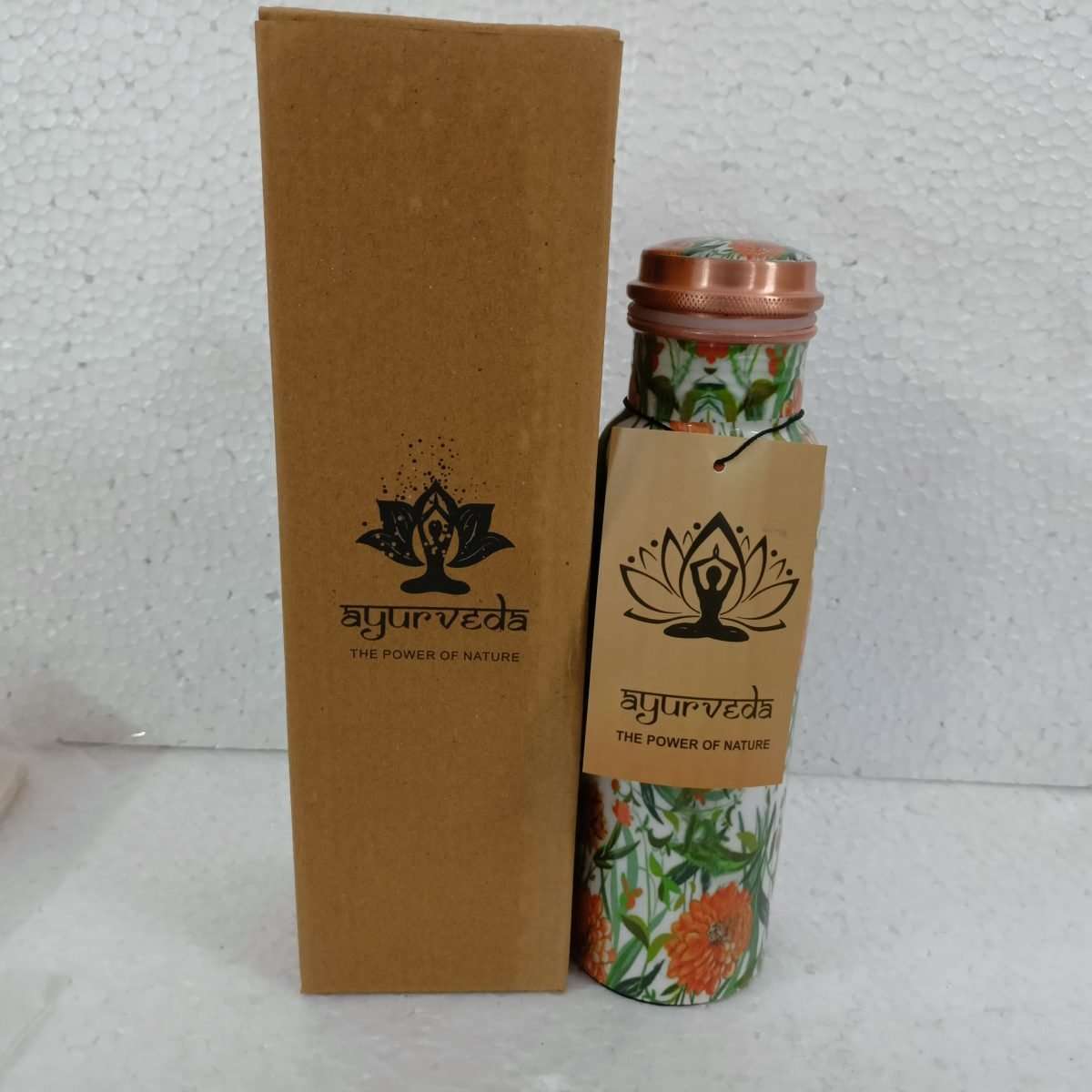 Ayurveda Copper Floral Bottle 750ml CW10 - 1st Stop Marshall's Health Shop, Gift Shop! - Heath and Natural Therapy New Brighton Christchurch - Naturopath