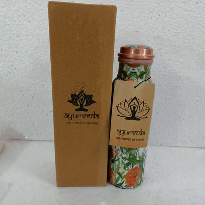 Ayurveda Copper Floral Bottle 750ml CW10 - 1st Stop Marshall's Health Shop, Gift Shop! - Heath and Natural Therapy New Brighton Christchurch - Naturopath
