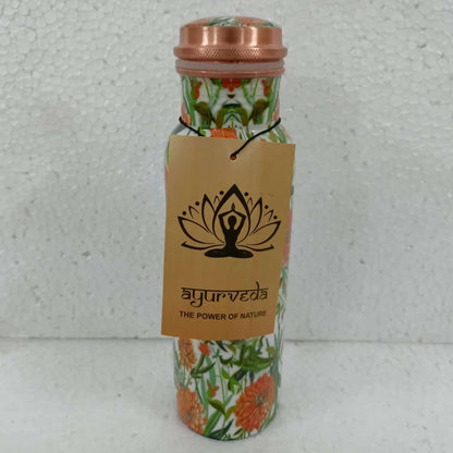 Ayurveda Copper Floral Bottle 750ml CW10 - 1st Stop Marshall's Health Shop, Gift Shop! - Heath and Natural Therapy New Brighton Christchurch - Naturopath