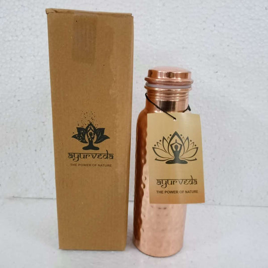Ayurveda Copper Hammered Water Bottle 750ml - 1st Stop Marshall's Health Shop, Gift Shop! - Heath and Natural Therapy New Brighton Christchurch - Naturopath