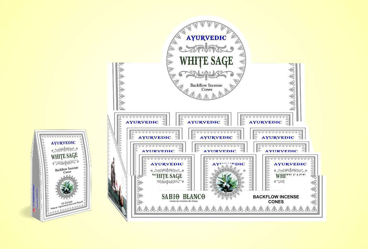 Ayurvedic Backflow Cones White Sage - MarshallsHealthShop