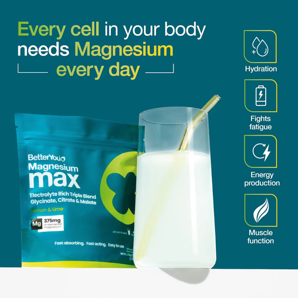 Better You Magnesium Max 3-in-1 Lemon & Lime Powder 135g - 1st Stop Marshall's Health Shop, Gift Shop! - Heath and Natural Therapy New Brighton Christchurch - Naturopath