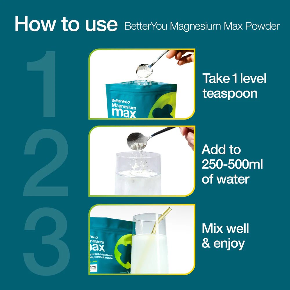 Better You Magnesium Max 3-in-1 Lemon & Lime Powder 135g - 1st Stop Marshall's Health Shop, Gift Shop! - Heath and Natural Therapy New Brighton Christchurch - Naturopath