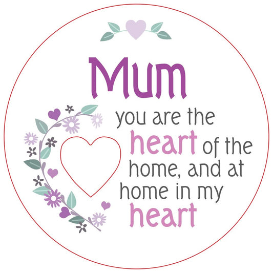 Mum Piece of My Heart Magnet&nbsp;
W:7 x D:7 cm - Magnet - 7 cm Diameter, MDF Magnets with Cut out Heart.

SKU: RCPHM01