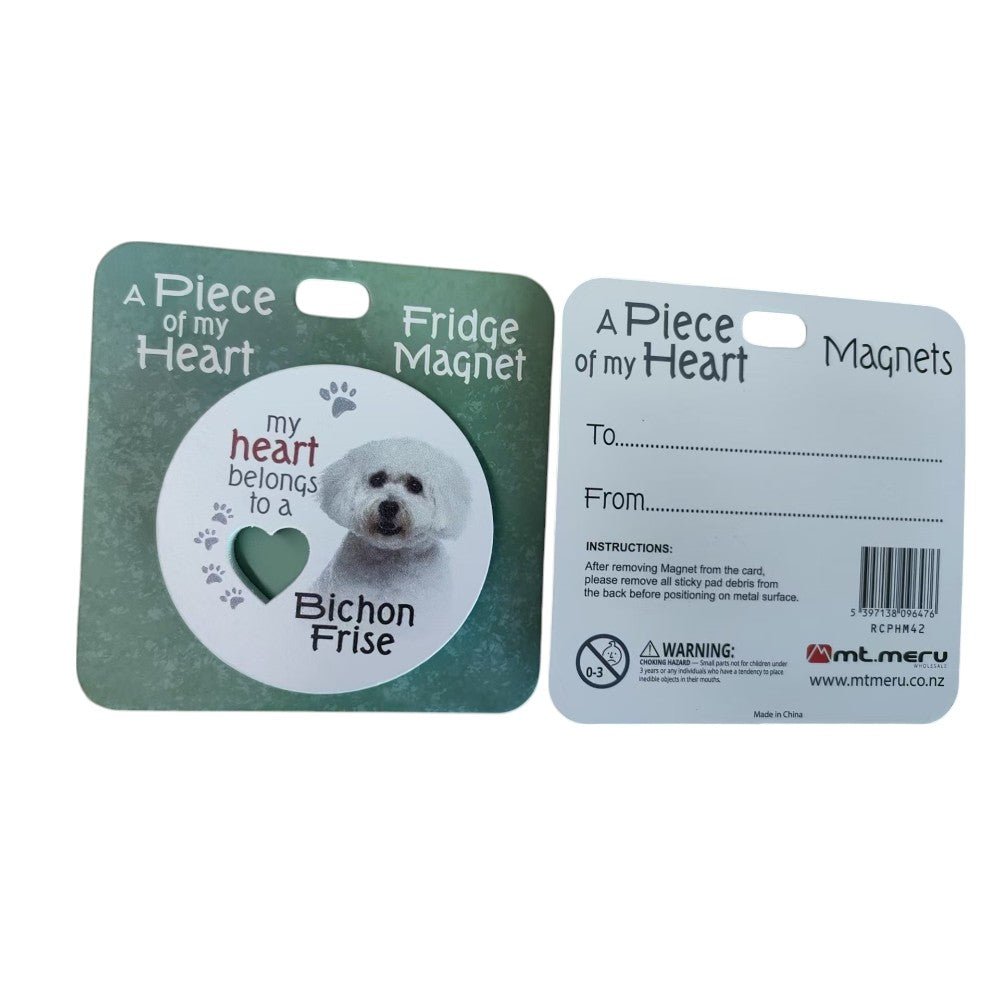 Bichon Frise Piece of My Heart Magnet - MarshallsHealthShop