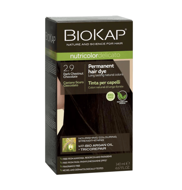 BioKap Delicato Rapid Natural Permanent Hair Colour 2.9 ChestChoc 135ml - 1st Stop Marshall's Health Shop, Gift Shop! - Heath and Natural Therapy New Brighton Christchurch - Naturopath