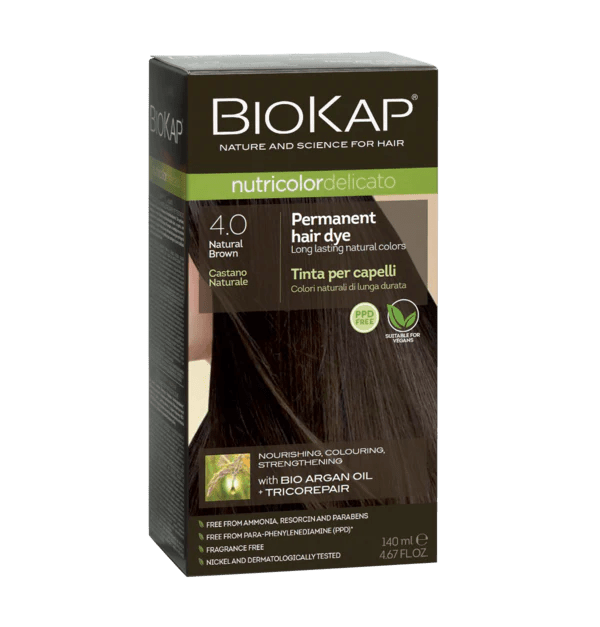 BioKap Delicato Rapid Natural Permanent Hair Colour 4.0 Nat Brown 135ml - 1st Stop Marshall's Health Shop, Gift Shop! - Heath and Natural Therapy New Brighton Christchurch - Naturopath