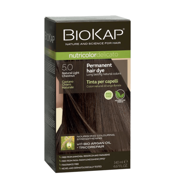 BioKap Delicato Rapid Natural Permanent Hair Colour 5.0 Lt Chest 135ml - 1st Stop Marshall's Health Shop, Gift Shop! - Heath and Natural Therapy New Brighton Christchurch - Naturopath