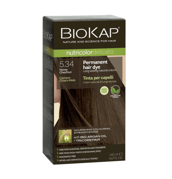 Biokap Delicato Rapid Natural Permanent Hair Colour 5.34 Honey Chest Choc 135ml - 1st Stop Marshall's Health Shop, Gift Shop! - Heath and Natural Therapy New Brighton Christchurch - Naturopath