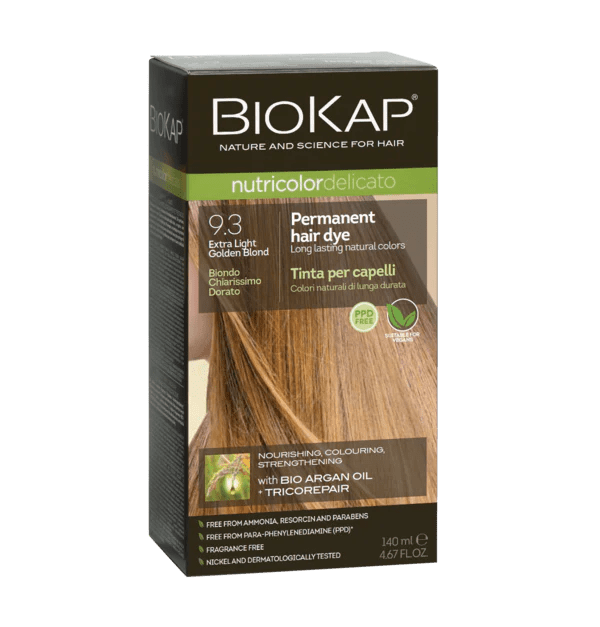 BioKap Delicato Rapid Natural Permanent Hair Colour 9.3 Light Gold Blond 135ml - 1st Stop Marshall's Health Shop, Gift Shop! - Heath and Natural Therapy New Brighton Christchurch - Naturopath