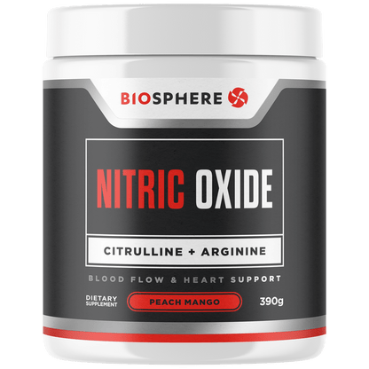 Biosphere Nitric Oxide Peach Mango Powder 390g - 1st Stop Marshall's Health Shop, Gift Shop! - Heath and Natural Therapy New Brighton Christchurch - Naturopath