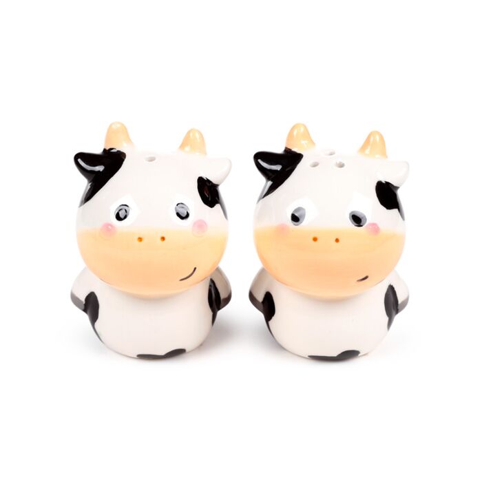 Black and White Cow Ceramic Salt & Pepper Set

Material & Ceramic (Dolomite)
Food Safe:Yes
Dishwasher Safe:&nbsp;No
Microwave Safe:&nbsp;No
Set Contains:&nbsp;1 Salt and 1 Pepper Shaker
Access: Each pot can be filled via a rubber bung on the bottom.
1st Stop, Marshall's Health Shop, Gift Shop!

SKU: SP121