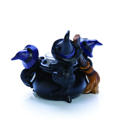 Black Cat Cauldron Tealight Holder - MarshallsHealthShop